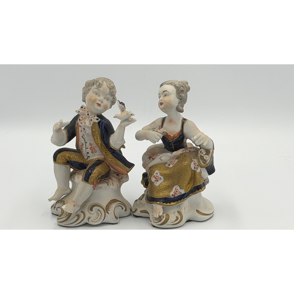 Unter Weiss Bach Porcelain Figurines Boy and Girl (READ Boy Damaged) Germany